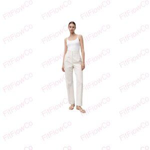 ZARA Beige High Waist Tailored Straight Leg Trousers Pants Size L